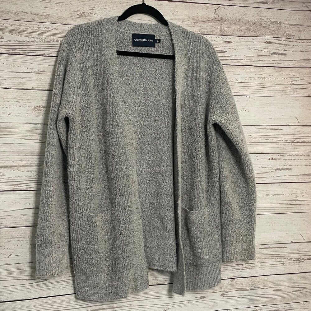 Calvin‎ Klein Jeans Open Front Heather Grey Cardigan Size Medium - Picture 2 of 6